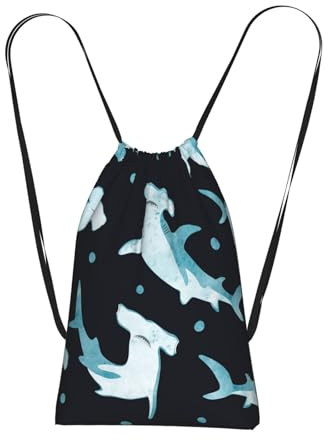 YWPCOIUYB Requin-marteau aquarelle,Sac à dos unisexe à cordon, sac de sport, sac de gym, sac à dos pliable à cordon
