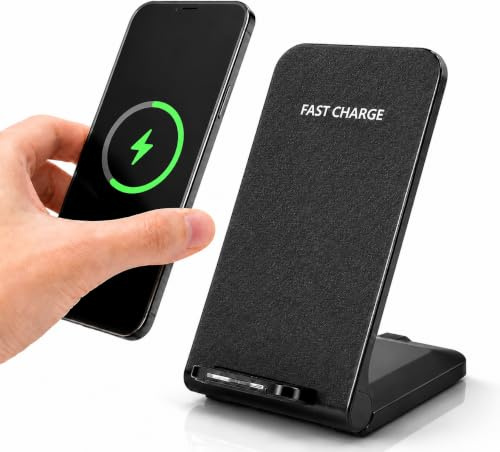 Chargeur sans Fil, 15W, Chargeur Induction, Support Pliable Rapide pour Smartphone, Station de Recharge Verticale Antidérapante, Compatible avec Téléphones Qi, Bureau, Maison et Voyage