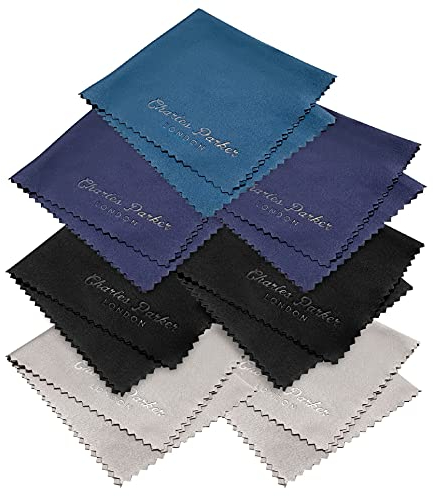 7 x Microfiber Cleaning Cloths Ideal for Cleaning Camera Lens, VR Headsets, Spectacles, Sunglasses, Smartphones, Tablets, Smart TVs and Laptops (3 Blue, 2 Grey, 2 Black)