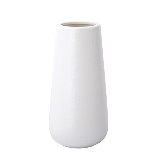 D'vine Dev 8 Inch Ceramic Flower Vase Textured Finishing, Minimalist Design for Kitchen, Bedroom, Living Room, Centerpieces, Office, Ivory, VS-XH-A-1