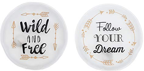 MC-Trend 2er Set Handwärmer Taschenwärmer mit Sprüchen - Follow Your Dreams - Wild and Free - für warme Finger gegen kalte Hände im Herbst und Winter, wiederverwendbar