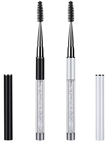 2 Pieces Eyelash Brush with Cap, Mascara Spoolies Reusable Brow Brushes Lash Wands Applicator Spooly for Lashes