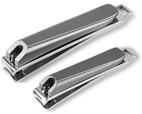 H&S Tagliaunghie in Acciaio Inox - Set da 2 Taglia Unghie Professionale - Tronchesina per Uomo e Donna con Custodia Inclusa per Facile Conservazione - Facile da Disinfettare