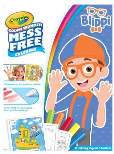 Crayola Color Wonder Blippi, Mess Free Coloring Pages & Markers, Gift for Kids, Age 3, 4, 5, 6