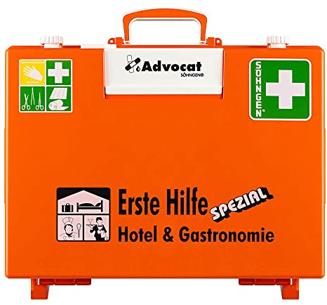 SÖHNGEN Erste-Hilfe-Koffer Advocat Hotel/Gastronomie, Wandh., orange, DIN 13157, Art.-Nr. 0367005 | Verbandskasten | Notfallkoffer | Erste Hilfe Kasten