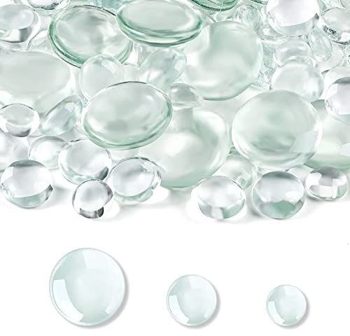 Honeydak 300 Pcs Flat Glass Marbles for Vases Glass Pebbles Floral Fish Tank Rocks for Vases Table Scatter Aquarium Decor (2.4LB) (Clear)