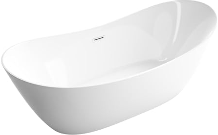 BERNSTEIN Freistehende Badewanne aus Sanitäracryl Standbadewanne Wanne mit Doppelwandiger Konstruktion 170 x 80 x 68 cm - 5 Jahre Garantie - Siena 2.0 in Weiß glänzend, Acryl-Wanne