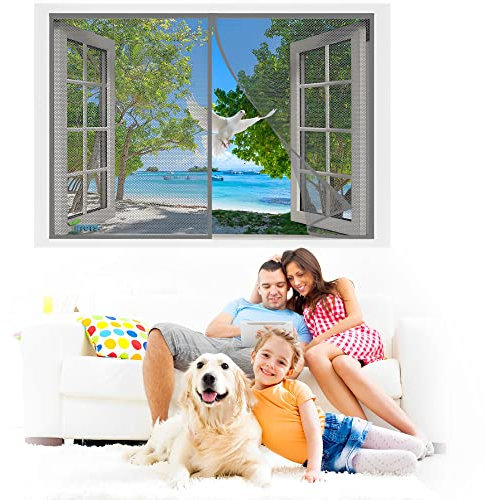 Washable Insect Net Mesh Mosquito & Bug Protection, 205 x 210 cm Durable Fiberglass Mesh Curtain Weights in Bottom Keep Insects Out,Keep Fresh Air in【Gray】