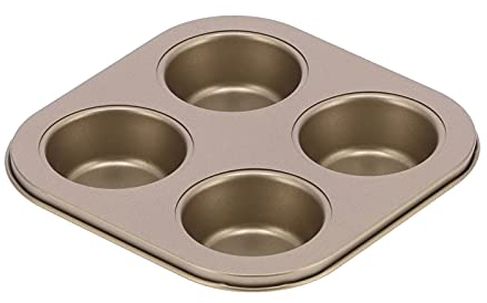 Molde para Hornear Muffins Antiadherente, Molde para Cupcakes de Acero Al Carbono de 4 Tazas Bandeja para Hornear Mini Madeleine Latas para Hornear en Forma de Corazón de Metal(Muffin)