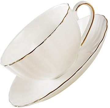 LABRIMP Porcelain Coffee Cup Saucer Kit 220ml Bone Gold Rim Afternoon Tea Set Suitable for Home and Office