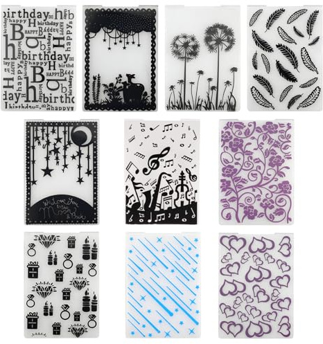 10 Piezas Carpeta de Embossing, Plantilla de Repujado de Plástico Carpetas de Plástico para Estampar en Relieve para la Fabricación de Tarjetas, 14,5 x 10,5 cm