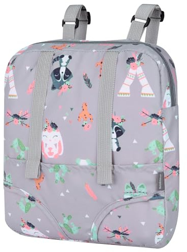 Bebamour Doll Carrier Backpack, 100% Cotton, Kids Backpack for Dolls Accessories Storage Bag (Grey Animal)