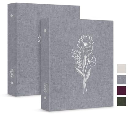 Lanpn Aesthetic A5 6 Small Ring Binder 2 Packs, Linen Cover 0.75 inch Round Rings Can Holds A5 Paper for Home Office School Journaling Collections (Grey)