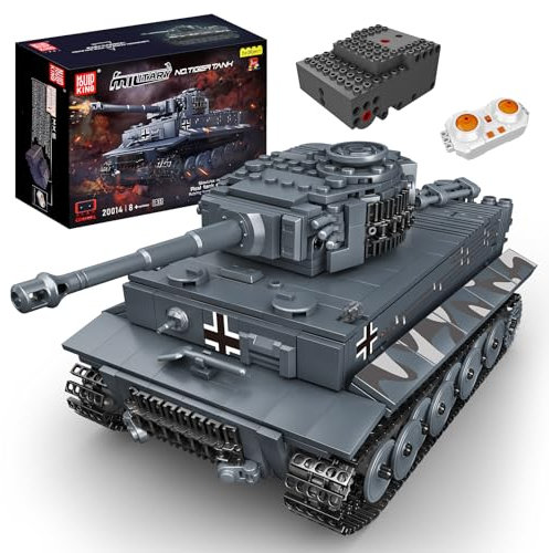 Mould King 20014 Technik Tiger-Panzer Bausteine Modell, Ferngesteuert Tank für Erwachsene, Militär Panzer Spielzeug Bausatz mit Fernbedienung und App Dual Control（800+ Teile）