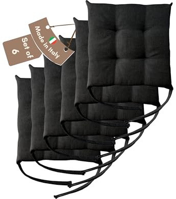 Il Tuo Artigiano Design 6 Stuhlkissen im Set, 40 x 40 cm 6 cm dick, Polsterung aus Schaumstoff und weichem Acryl, Sitzkissen Stuhl 6er Set, Stuhlkissen Outdoor 40x40 (6, Anthrazit)