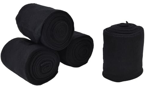 Beufee Lot de 4 Bandages de Jambe de Cheval, Bandages de Polo pour Cheval, Bandages de Jambe d'agneau, Bandages de Polo Auto-adhésifs pour Chevaux, Bandages de Cheval pour Vaches, (Black)
