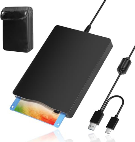 Unità floppy disk esterna con custodia da trasporto – Lettore floppy disk da 3,5 pollici compatibile con USB 3.0/Type-C, portatile e leggero per PC, laptop e giochi retrò, Windows 11/10/8/7/2000/XP