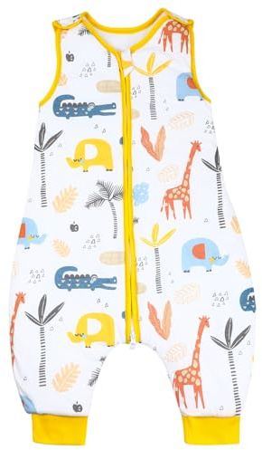 MOEMOE BABY 2,5 Tog sovsäck med ben bomull sovsäck med fötter vinter sovsäck småbarn sovsäck med fötter tjock, 9–18 månad, giraff, 70 cm, S