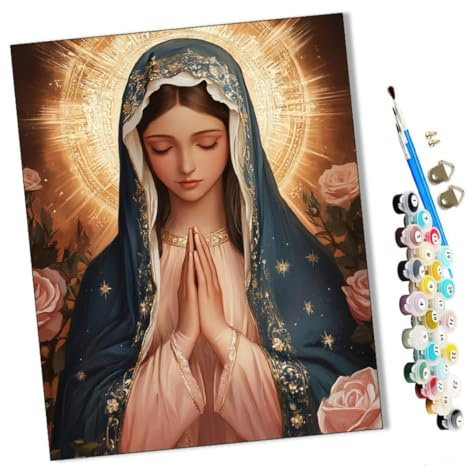 WMZPOY Peinture par Numéro Adulte Prière à la Vierge Marie 40x50cm Bricolage Tableau Peindre par Nombre pour Enfants Jouets à peindre, cadeaux peints à la mainHome Decor