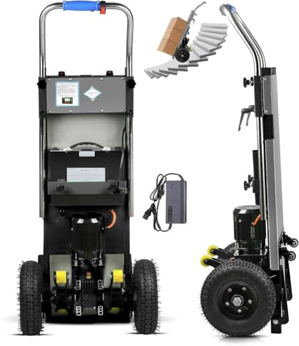 Genérico Subida De Escaleras EléCtrica Carretilla De Mano De Carga De 400kg Carretilla MóVil para Subir Escaleras De Servicio Pesado con Li-BateríA para Distribución LogíStica Almacén,C