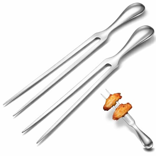 2PCS Fourchette à viande en Inox 304, Grande et Petite Fourchette à Découper en Acier Inoxydable, Fourchette de Service Viande pour Barbecue, Rôtissage, Porc, Poulet