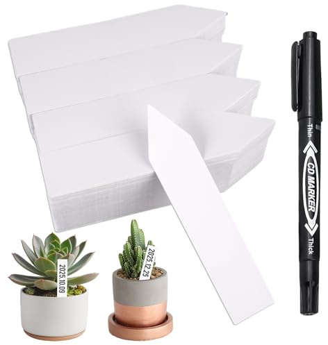 400 Piezas Etiquetas Plantas Plastico, Impermeables Etiquetas de Plantas con 1 Bolígrafos Negros, Planta Marcadores Plástico, Marcadores de Jardín para Semillero, Semillas, Plantas e Hierbas