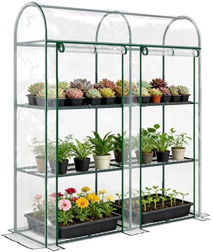 Outsunny Invernadero Pequeño de 3 Niveles 143x46x164 cm Transparente