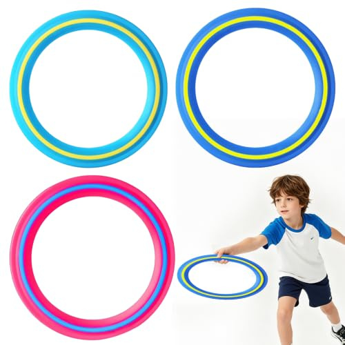 RNPKZ 3 stycken flygande ring kastring, 25 cm kastring leksak för träning av hundar, frisbee ring som familjeaktivitet utomhus, för spel trädgård strand, 3 stycken (3)