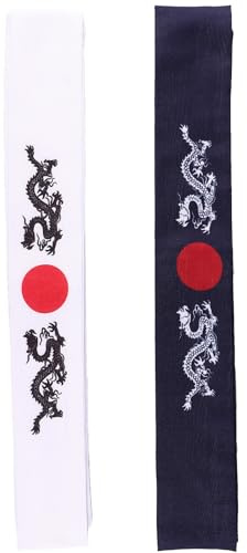 ERINGOGO Bandeau Ninja Garçon et Filles en Coton Confortable et Respirant, Lot de 2pcs, Bandeaux Décoratifs de Karaté pour Entraînement et Costume Japonerie