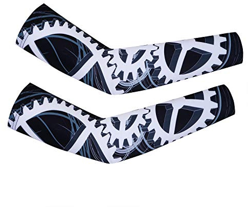 Manicotti da Ciclismo per Donne e Uomini, Protezione UV, Ingranaggio Nero, Large