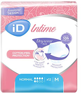 iD Intime Pants Normal Discret et Confortable Sous-Vêtements Femme pour Fuites Urinaires et Incontinence Taille M 12 Pièces