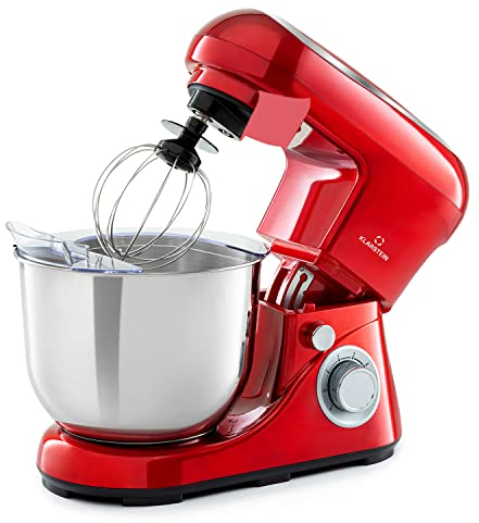 Klarstein Batidora Amasadora con Bol 5L para Hornear, Robot Cocina, Amasadora Reposteria 1300W, Gancho y Bol para Mezclar, Electrodomesticos Cocina Varillas Rotación Planetaria con 6 Velocidades