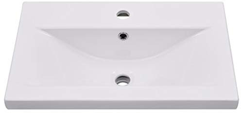 Festnight Lavabo encastré Vasque Toilette 61 x 39,5 x 18,5 cm Céramique Blanc