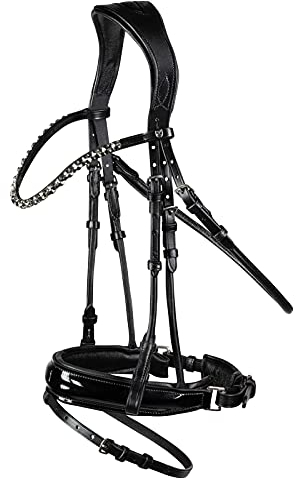 HORZE Pferde Trense Clermont anatomisch, Trensenzaum für Warmblut und Vollblut, Schwarz, C