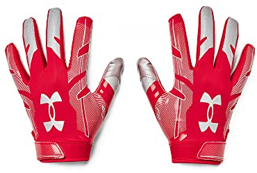Under Armour Men's F8 Football Gloves , Red (600)/Metallic Silver , X-Large