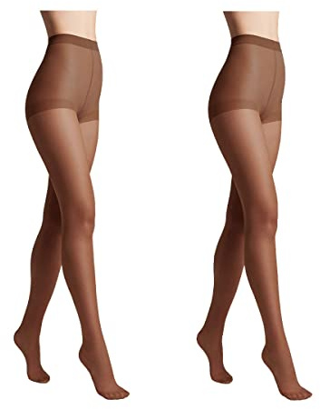 Conte elegant SOLO 40 DEN Lot de 2 Collants Semi-Mat pour Femmes Résistants - Collants Fins et Lisses avec Culotte Marquée - Mokka taille 4