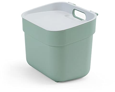Curver Ready to Collect 100% Recycled 5L Kitchen Accessories Recycling Lift Top Bin Green with Light Grey Lid