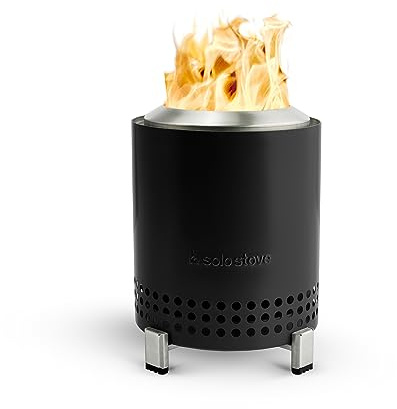 Solo Stove Mesa Tabletop Fire Pit with Stand | Low Smoke Outdoor Mini Fire for Urban & Suburbs | Fueled by Pellets or Wood, Safe Burning, Stainless Steel, With Travel Bag, 17,5 x 13 cm, 635 g, Ash