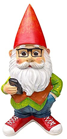 Adorno de duende, 9,2 x 10 x 18,6 cm, mini estatua de gnomo de jardín, divertidas figuras de polirresina para decoración al aire libre del hogar (toma control remoto anciano)