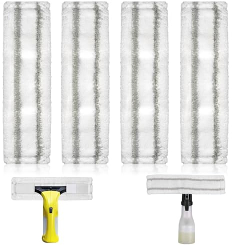 Replacement Microfibre Mop Cover Replacement Parts Compatible 4 Pieces for Kärcher WV1 WV2 WV5 Window Vacuum Cleaner Spray Bottle Accessories 275 x 70 mm Effectively Removes Dirt and Streaks