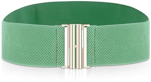 Cobee Damen elastischer breiter Gürtel, Taillengürtel mit flacher Schnalle Verstellbarer Vintage Elegant Schwarz Breit Cinch für Kleider