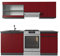 Vicco Küchenzeile R-Line, Küchenblock, Rot/Anthrazit, 200 cm, AP Eiche