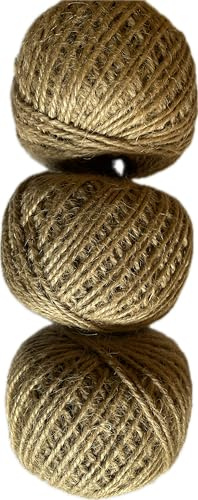 3 x 60 m parcel cord, 2 mm, jute cord, parcel tape, natural