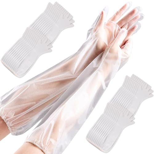20pairs lange Handschuhe zum Reinigen von 22 x 2 Zoll dicker lange Einweghandschuhe wasserdichte Nicht-Schlupf-Küchenhandschuhe zum Waschen von Gerichten Haushaltsaufgaben Gartenarbeit, lange Einwegh