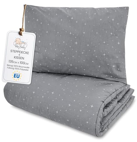 Totsy Baby Toddler Duvet Pillow Set 100x135 cm Quilt 40x60cm Cushion - Coton Lightweight Breathable Bedding Insert for Cot Nursery Travel Cots bed Insert Only 100 x 135 Oeko-tex Galaxy