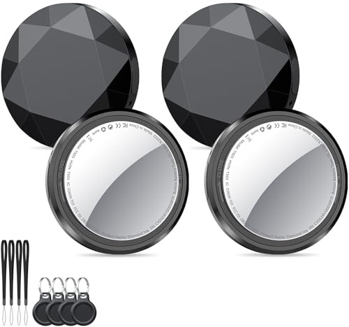 Smart Traceur Tag Lot de 4, Localisateurs D’Objets Bluetooth Fonctionne avec Apple Localiser (iOS Uniquement), Localisateurs Tags pour Valises/Portefeuilles/Clés/Sacs, Batterie Remplaçable
