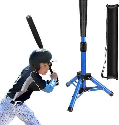 Hikeen Baseball & Softball Batting Tees: Équipement D’Entraînement Baseball Tee de Battage Réglable en Hauteur pour Batteur Débutant, Support Balle Baseball Portable pour Améliorer Swing-Bleu