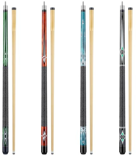 Winucue Billard Queue Set of 4, 58'' Billiard Cue Stick mit 13mm Spitzen für Professionelle Billardspieler, 18 19 20 21oz Pool Cue mit Anti-Rutschfaden Griff für Billard House Bar Pool Tisch Sport