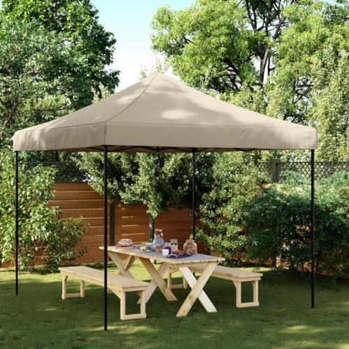 Gazebo Pieghevole, Tenda da Esterno con Struttura in Acciaio, Design Pop-Up, Gazebo da Giardino, Tenda per Feste, per Eventi e Spiagge, Colore Tortora, 292x292x315 cm