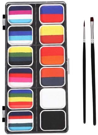 YIUPEDRFG 12 Color Face Painting Set Water Based Kit Includes Brushes Excellent Coverage Wash Off Easily For Kids Adult Parties Children Face Body Paint Kit 12 Colors Washable
